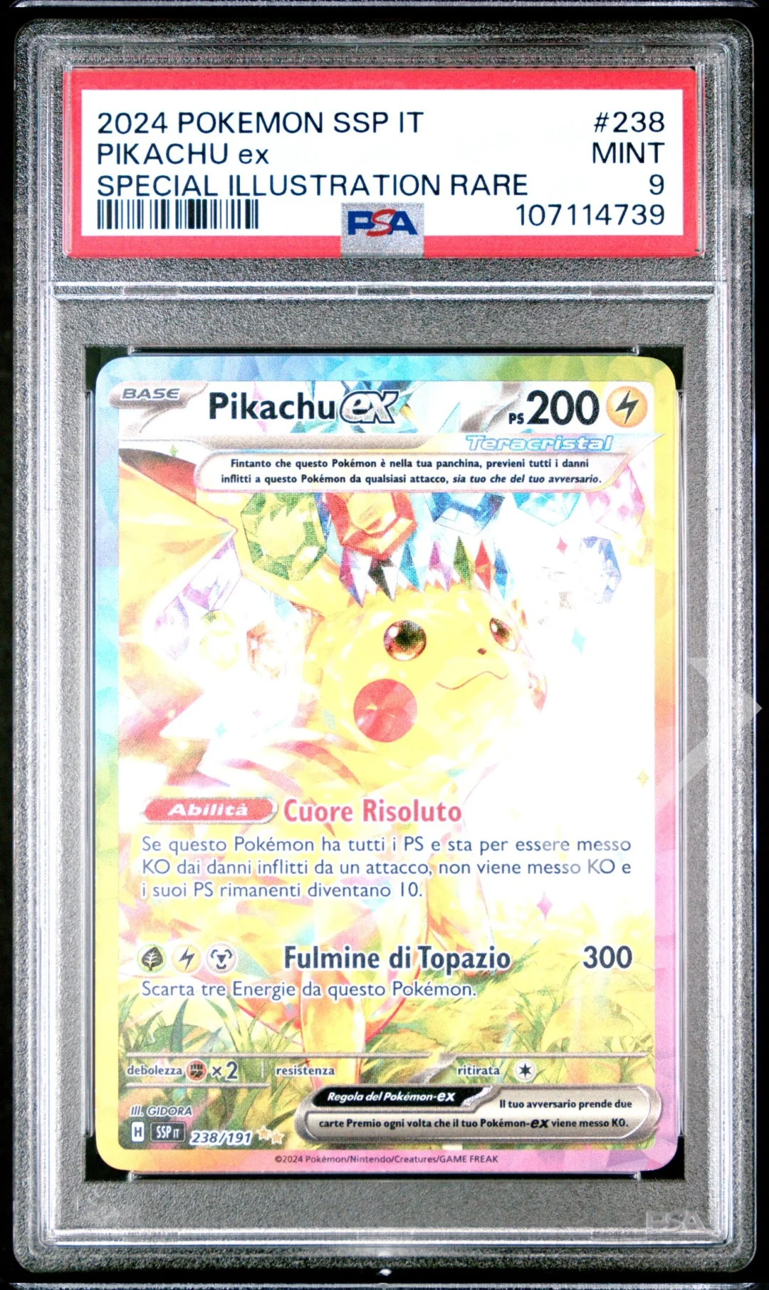 Pikachu ex 238/191 SIR - SSP Surging Sparks/Scintille Folgoranti PSA 9 Italian