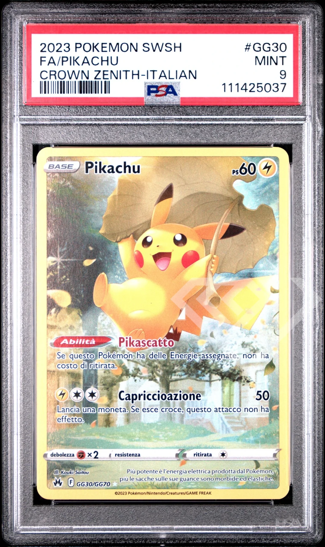 Pikachu GG30/GG70 Crown Zenith - PSA 9 Italian