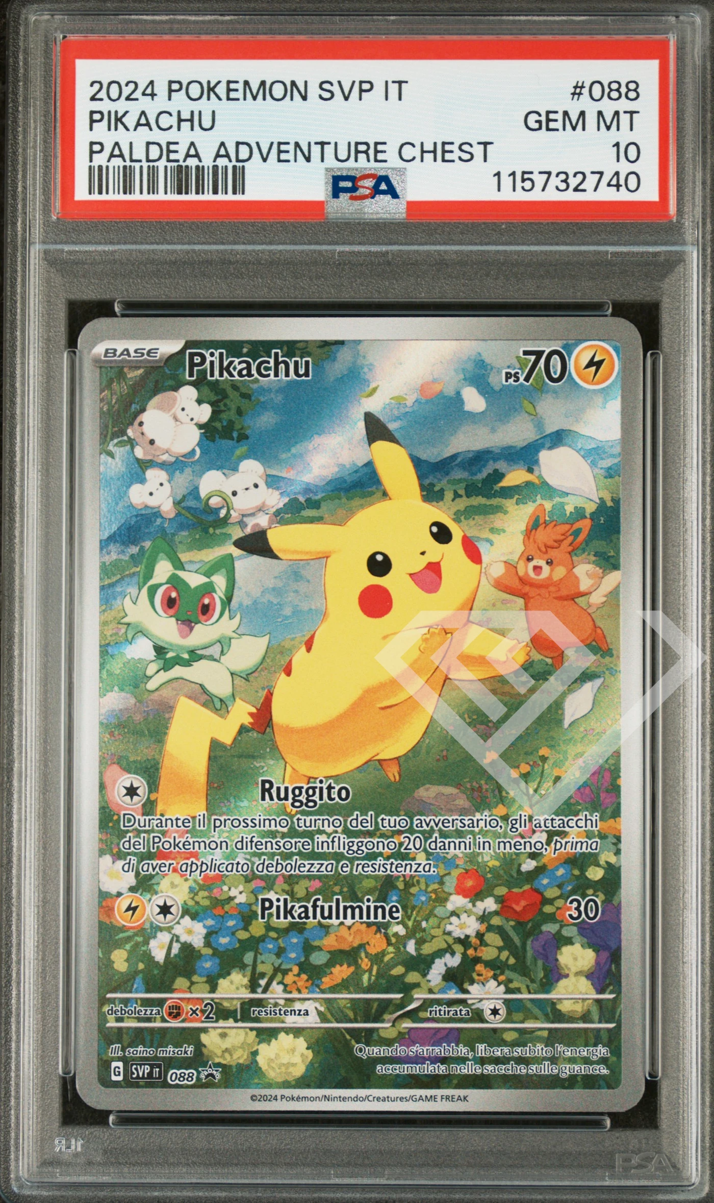 Pikachu svp 088 paldea adventure chest - psa 10 italian - grading supplies italia - official site Pikachu svp 088 paldea adventure chest - psa 10 italian