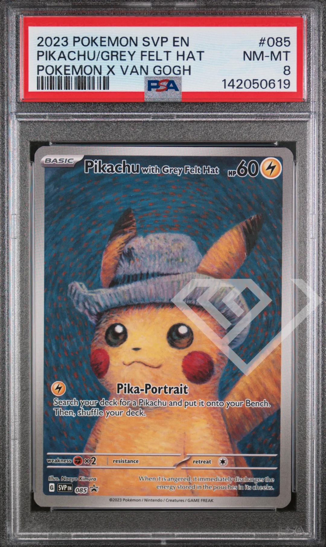 Pikachu with Grey Felt SVP 085 - Pokémon X Van Gogh PSA 8 English