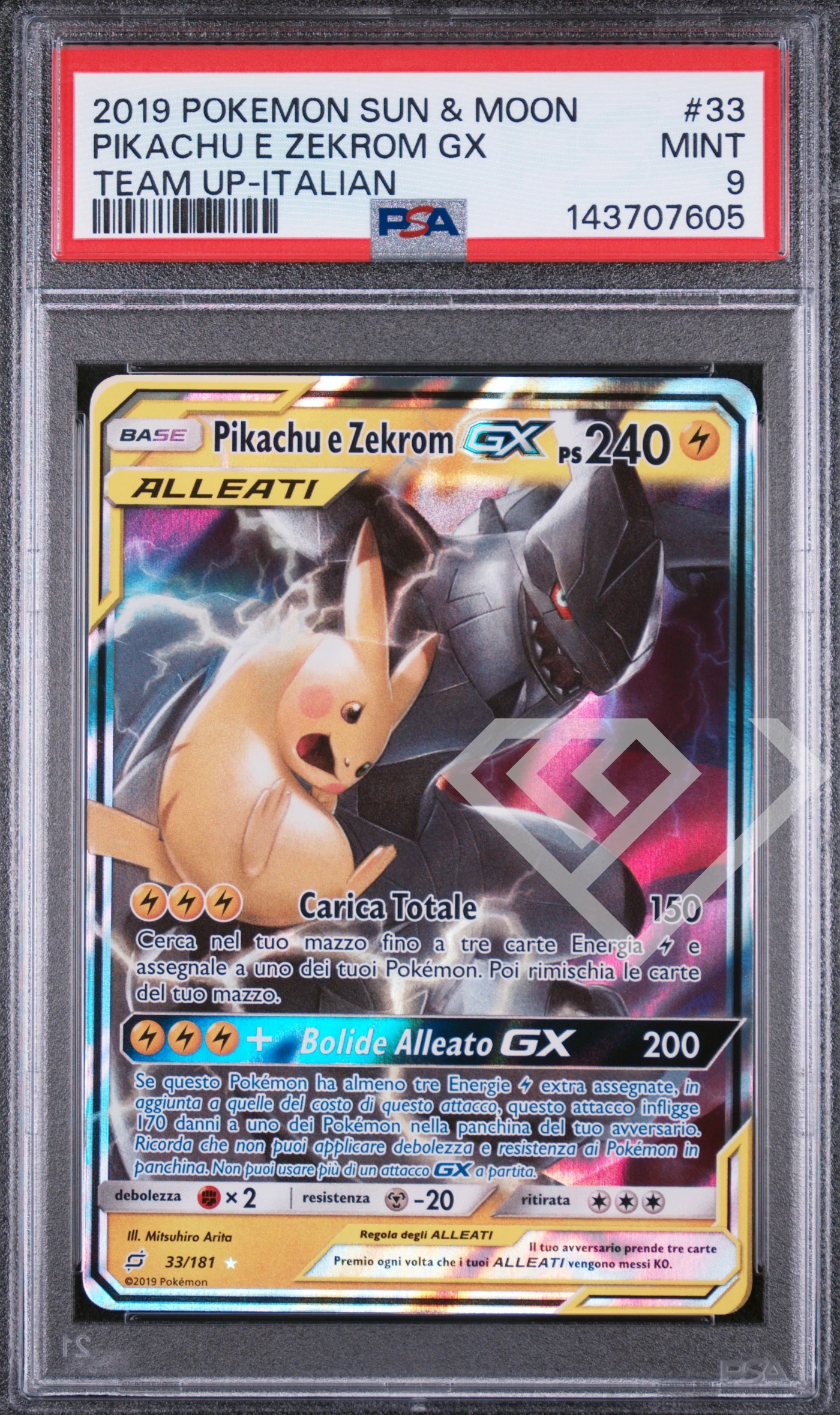 Pikachu e zekrom gx 33/181 team up - psa 9 italian - grading supplies italia - official site Pikachu e zekrom gx 33/181 team up - psa 9 italian