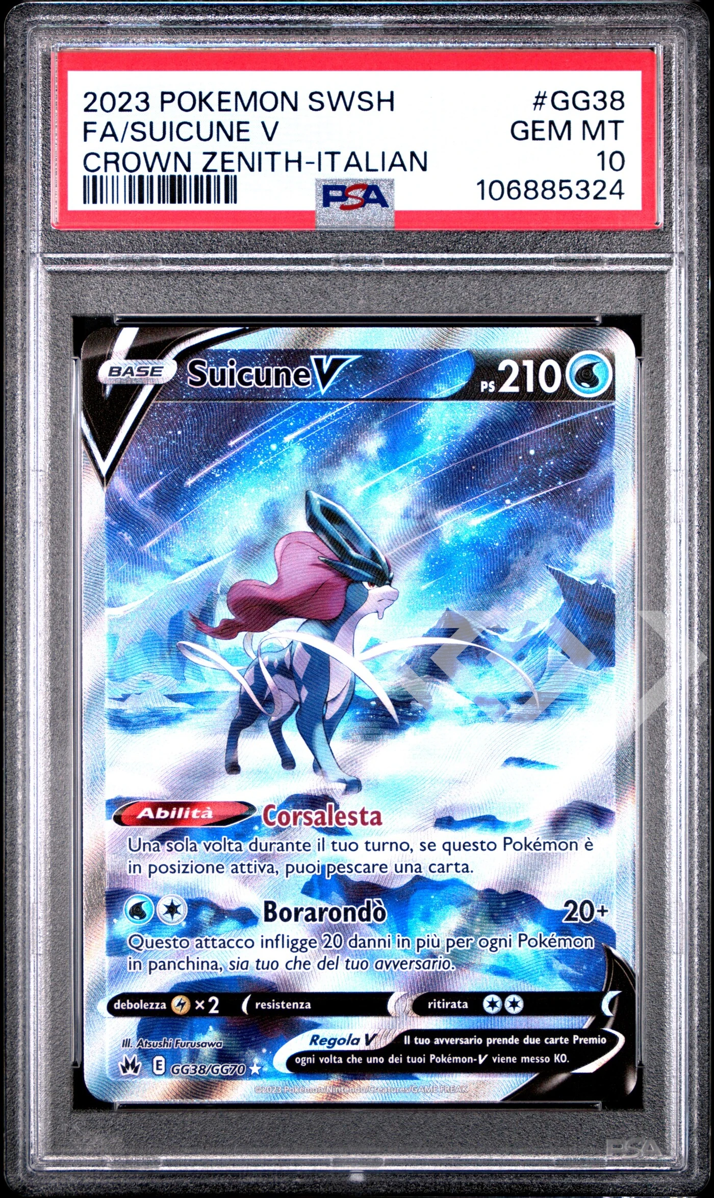 Suicune v gg38/gg70 galarian gallery - crown zenith/zenith regale psa 10 italian - grading supplies italia - official site Suicune v gg38/gg70 galarian gallery - crown zenith/zenith regale psa 10 italian