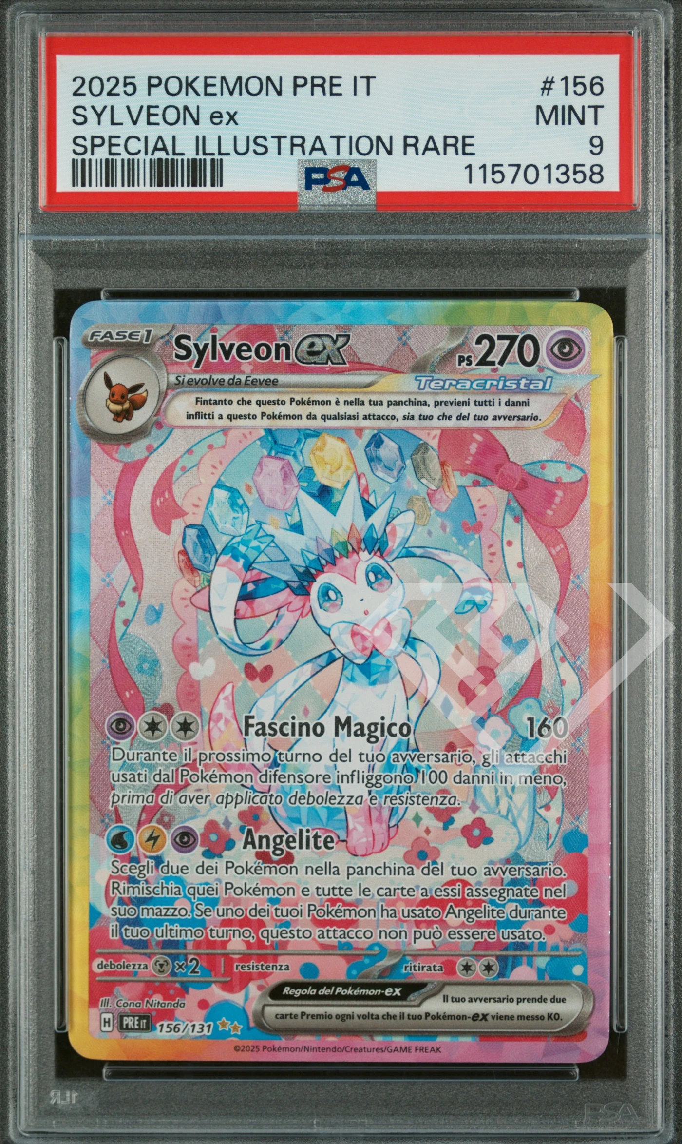 Sylveon ex 156/131 special illustration rare - pre prismatic evolution/evoluzioni prismatiche psa 9 italian - grading supplies italia - official site Sylveon ex 156/131 special illustration rare - pre prismatic evolution/evoluzioni prismatiche psa 9 italian