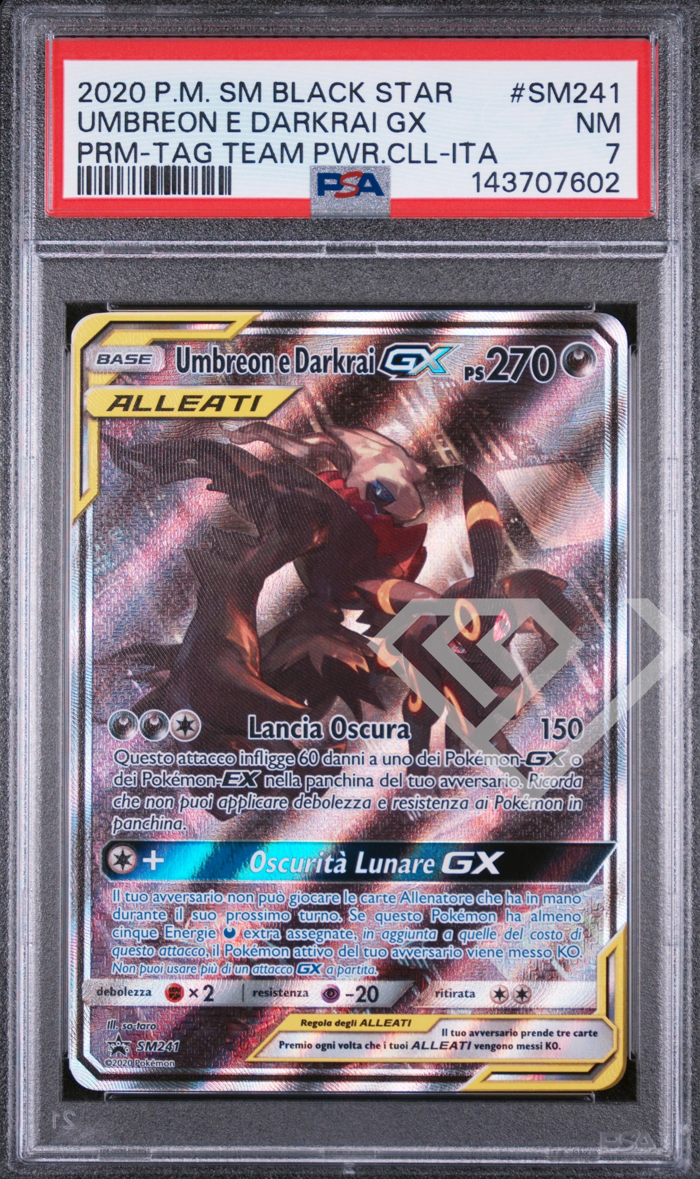 Umbreon & darkrai gx sm 241 - tag team powers psa 7 italian - grading supplies italia - official site Umbreon & darkrai gx sm 241 - tag team powers psa 7 italian