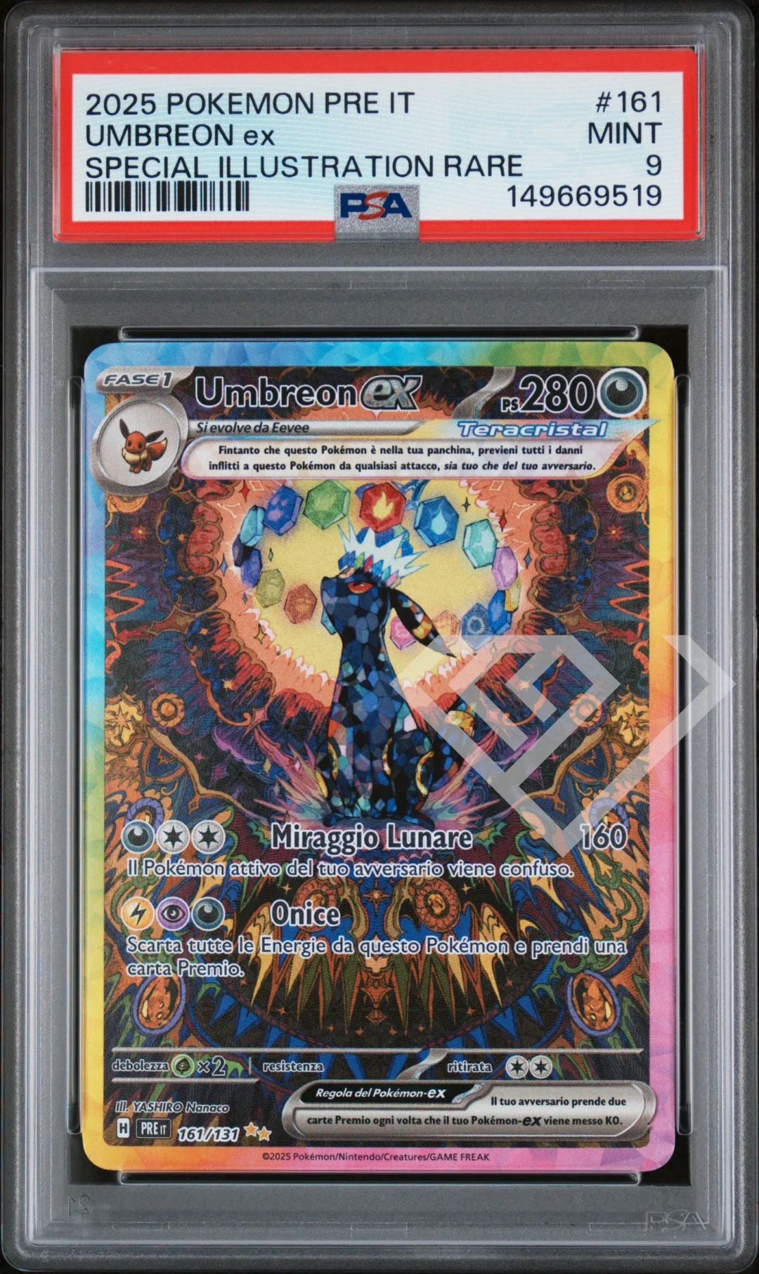 Umbreon ex 161/131 SIR - PRE Prismatic Evolution/Evoluzioni Prismatiche PSA 9 Italian