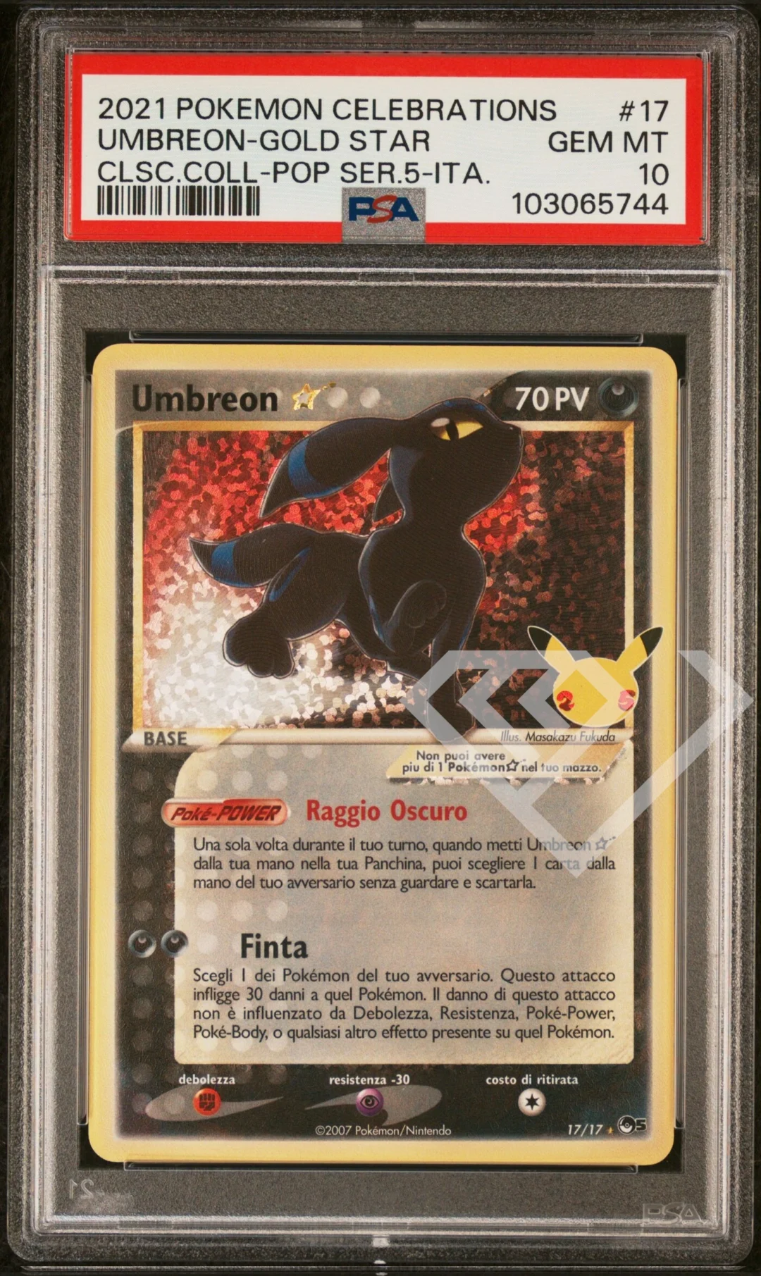 Umbreon Gold Star 17/17 - Pokémon Celebrations/Gran Festa PSA 10 Italian